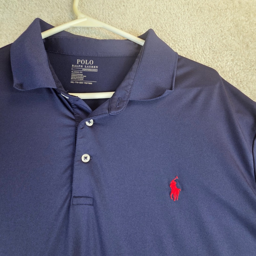 Polo Ralph Lauren Performance Navy Blue Short Sleeve Polo Shirt XXL Classic Fit